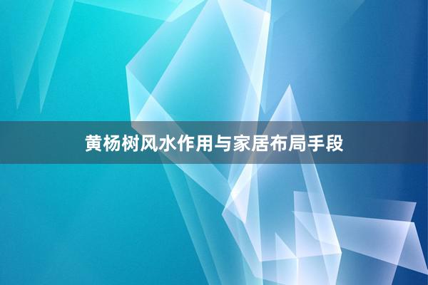 黄杨树风水作用与家居布局手段